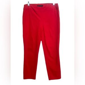 Red Cropped Pants with Structured Fabric